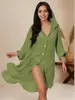 Vestido de Vacaciones de Comercio Exterior Transfronterizo 2024 Vestido de Vacaciones en Isla Camisa Cardigan de Bikini de Manga Larga Protector Solar Oculto