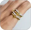 Moda Europea y Americana Anillos Apilables Bicolor Full Diamante Circonita Diseño Retorcido Set de Lujo Ligero Anillos Venta Caliente Transfronteriza Fabricante Mayorista