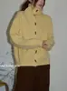 Suéter Básico de Gola Alta Amarelo Estilo Coreano Chao Chao Jia para Mulheres Outono/Inverno 2026 Malha Casual Quente de Manga Longa