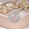 Collar de Corazón con Mariposa y Diamante Morado Estilo Europeo y Americano Colgante Grabado Te Amo Joyería Popular Transfronteriza para Mujeres
