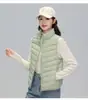 Colete de veludo feminino com gola alta, 90, jaqueta leve de plumas, atacado de Pinghu, plus size, fino e leve, casaco de inverno