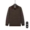 Estilo Old Money Lujo Ligero Gama Alta Ropa para Hombre Cuello de Gaviota Casual Primavera/Otoño Rayas Punto de Negocios Camisa Polo Manga Larga Ropa para Hombre