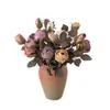 Flores Artificiales Secas de Rosa Ahumada de Verano de Doble Cabeza Estilo Ins Fabricante de Flores Artificiales Decoración del Hogar Artesanía al por Mayor Transfronteriza