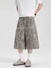 Ropa para Hombre LKTM 26SS Verano Retro Americano Estampado de Leopardo Desgastado Pantalones Casuales Cortos Shorts Holgados Unisex