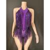 Baile Europeo y Americano Sexy Brillante Pedrería Elástico Lentejuelas Borla Mono Ropa de Performance de Escenario Performance Comercial Regalo Transfronterizo