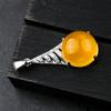 Montura de Colgante de Plata S925, Montura de Colgante de Cera de Abeja Ámbar con Forma de Cono de Helado, Montura Redonda 10*10