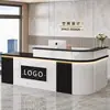 Recepción de empresa, mostrador de bar esquinero estilo chino, mostrador de caja, mostrador de atención al cliente para tiendas de ropa, escritorio de oficina comercial, diseño moderno y minimalista
