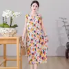 Vestido de algodón y seda sin mangas para mujer, nuevo estilo de verano, bata de algodón y seda de alta gama a la moda, adecuado para usar en casa y al aire libre, vestido tipo tank de algodón artificial