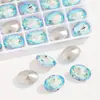 Oval Alto Top Transfronteiriço 10*14 Corte Ninho de Pássaro Fundo Pontiagudo Vidro Oval Cristal Strass Galvanizado Iridescente Strass para Nail Art DIY