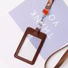 Set de Tarjetero de Piel Genuina Transparente de Doble Cara Marca Marca Tarjeta de Trabajo Certificado Personalizado Tarjeta de Trabajo Tarjeta de Trabajo con Cordón Tarjeta de Trabajo Tarjeta de Trabajo