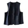 Chaleco Jacket de Ramio Vintage de Alta Gama con Cuello Redondo sin Mangas para Mujer, Nuevo Estilo Otoño 2026, Chaleco Versátil Elegante y que Reduce la Edad