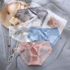 Estilo Francês~ Calcinhas de Renda, Femininas de Cintura Baixa para Mulheres, Malha de Seda Gelada Transparente Confortáveis com Forro de Algodão Puro