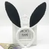 Junio 1 Pascua Lentejuelas Peluche Orejas de Conejo Blanco Diadema de Halloween Lindo Adorno para la Cabeza Código QR Regalo