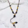 Colar de contas de cerâmica colorida Moda Retro Novo Estilo Chinês Personalidade Colar Longo Camada Dupla Colar Colar Avançado Atacado