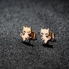 Brincos de Nicho de Aço Inoxidável de Estilo Japonês e K-Style Brincos de Desenho Animado Ins Mini Fofos Coelho Abelha Girafa Brincos Transfronteiriços