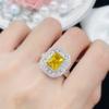 High-end Internet Celebridade Ao Vivo Venda Quente Nova Princesa Quadrado Simulação Citrino Diamante Completo Anel de Abertura Anel de Temperamento Feminino