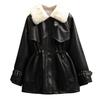 Simon Rainer Outono e Inverno Plus Size Feminino Novo Elegante Couro Sintético com Forro de Lã para Motociclista Casaco Feminino
