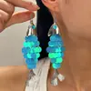 Brincos de Gancho com Franja de Concha em Formato de Peixe Transfronteiriços Europeus e Americanos Personalidade Brincos Exagerados Luxo Leve Sensação de Alto Padrão Design de Brincos Senso de Design Nicho