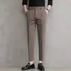 Pantalones de Traje de Seda Helada para Hombre, Pantalones Cortos Finos, Nuevos de Verano 2026, Corte Slim, Versátiles, Pierna Recta, Caída, Pantalones Casuales