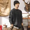 Suéter Retrô Americano Pesado 660g Masculino Inverno Engrossado Marca Tendência Estilo Preguiçoso Suéter de Tricô Camada Base Masculina Estilo Outono e Inverno