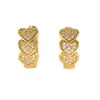 Suministro Exclusivo Transfronterizo de Aros Corazón de Zirconio Microincrustado, Aretes de Clip Pequeños, Estilo de Moda Japonés y Coreano, Aretes con Forma de Corazón, Accesorios de Oreja Estilo Verano