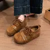 Sapatos Birkenstock grossos e feios-fofos com dedão para mulheres, novos sapatos derby versáteis de outono de 2026, mocassins casuais com cadarço