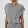 Verano Nueva Ropa Deportiva de Yoga Casual Camiseta Simple Tops de Secado Rápido para Mujer Suelta Transpirable Manga Corta para Correr al Aire Libre