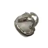 Anillo estilo coreano simple de plata S925 de ley con corazón calado, anillo de apertura ajustable de industria pesada para mujer