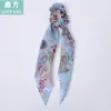 Laço de Cabelo de Chiffon Floral Transfronteiriço Novo Lenço de Seda Lenço Triangular Estampado Acessórios de Cabelo Laço de Cabelo Atacado