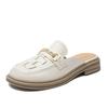 Mocassins Femininos de Couro Genuíno Estilo Verão Novo com Fivela Horsebit, Sandálias Rasteirinhas Versáteis, Calçados Femininos