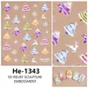 Redanco5D Embutido Popular Adesivos para Nail Art Boneco de Neve de Natal Árvore Alce Adesivos Estéreo para Unhas He1343