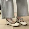 Zapatos Planos de Punta Redonda para Mujer Primavera y Otoño 2026, Boca Baja de Piel Genuina Suela Suave Zapatos Mary Jane, Estilo Francés, Zapatos de Salón Únicos y Delicados