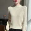 Prenda de una pieza texturizada, cuello semi-alto, camisa base de color liso para mujer, estilo otoño e invierno, tacto similar a la lana, suéter de capa interior para mujer