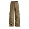 Pantalones de trabajo de pierna ancha estilo americano, nuevo modelo de otoño, con múltiples bolsillos tridimensionales, corte holgado, con dobladillo fluido, pantalones casuales de pierna recta