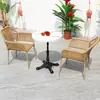 Mesas e Cadeiras de Exterior, Cadeiras de Rattan de Lazer para Pátio, Varanda, Jardim, Mesas de Jantar, Conjunto Combinado Simples de Três ou Cinco Peças de Madeira Plástica e Rattan para Exterior