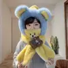Gorro Infantil Otoño e Invierno Nuevo Estilo Bufanda Todo en Uno Gorro de Felpa Cortavientos y Cálido Lindo Dibujo Animado Bufanda Gorro Todo en Uno