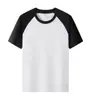 Camisa Cultural Esportiva de Trabalho Oversized de Algodão Puro com Manga Raglan Curta, Gola Redonda, Caimento Solto, Pesada, Transfronteiriça, DIY