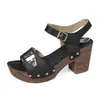 Sandalias de Tacón Grueso 2025 para Mujer, Talla Grande, Tacón Alto, Punta Abierta, Boca de Pez, Tacones Altos de Correa Única Transfronterizos para Verano