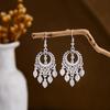 Pendientes de Plata de Imitación Estilo Minoría Étnica Pendientes de Campana de Pavo Real con Borla Pendientes de Hoja Hueca Lindo Forma de Frijol Al por Mayor