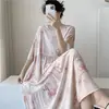 Pijama Extralargo para Mujer Primavera y Otoño Camisón Verano para Mujer Nuevo Pijama de Algodón Seda Talla Grande Vestido de Sensación de Alta Gama