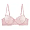 Nuevo Estilo Sexy de Comercio Exterior Bordado Floral de Encaje Sujetador Taza Delgada con Aros Pura Deseo Lazo Sujetador Anticaída