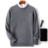 Suéter de Lã com Gola Redonda Casual Masculino Bai Cai Rong Malha Quente Ajustado Camada Base Malha Outono Inverno Versátil Profissional