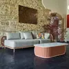 Conjunto de Sofás para Exterior Pátio Externo Sala de Estar de Villa ao Ar Livre Hotel Pousada Clube Terraço de Lazer Sofá de Rattan Trançado