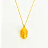 Collar con Cabeza de Buda de Perla Dorada Arena Estilo Antiguo con un Solo Color en Todo, Asegurando Paz y Protección, Colgante de Buda Tathagata, Mismo Estilo que la Joyería de Oro