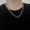 Colar Masculino da Moda Estilo Similar de Tan Jianci com Fivela Dupla Camada Aço Titânio Tendência Versátil de Alto Nível Corrente para Clavícula Masculina