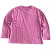 Camiseta Casual de Otoño Nueva de Manga Larga con Cuello Henry Estilo Minimalista para Mujer, Holgada, Diaria, Color Sólido, Transpirable, Capa Base