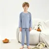 Pijama fino para niños de algodón modal, pantalones de manga larga, traje de ropa interior, pijama para niños y niñas, ropa para el hogar para niños medianos y grandes