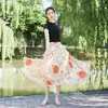 26 Nova Saia Estampada Estilo Boho Resort Europeu e Americano Primavera/Verão com Barra Larga para Mulheres