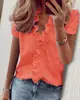 Camisa de Manga Larga con Volantes Estilo Europeo y Americano 2026 para Mujer, Holgada, Cuello en V, Estampada, Moderna, Casual