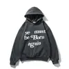 Em Estoque Outono/Inverno 2026 Novo Estilo Ins Hip-Hop Inspirado em Kanye Moletom com Capuz Unissex com Estampa de Letras em Espuma e Forro de Fleece